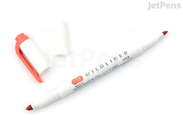 Zebra Mildliner Double-Sided Highlighter - Fine / Bold - Mild Vermilion