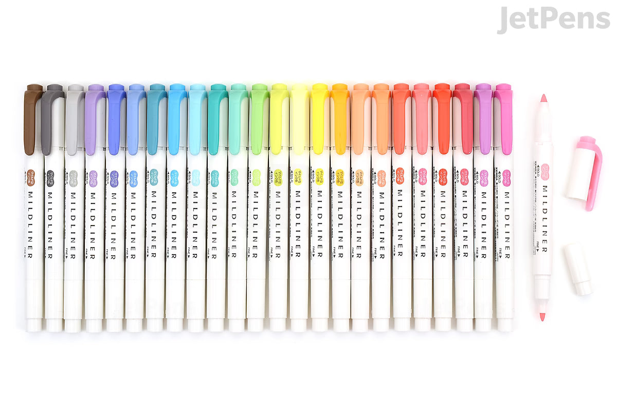 Zebra Mildliner Double-Sided Highlighter - Fine / Bold - 25 Color Bundle