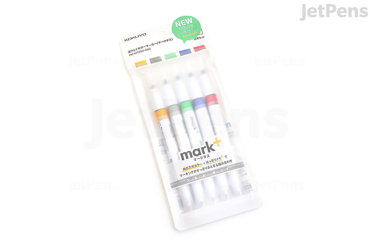 KOKUYO Mark+ 2 Way Marker Pen - 5 Color Set B