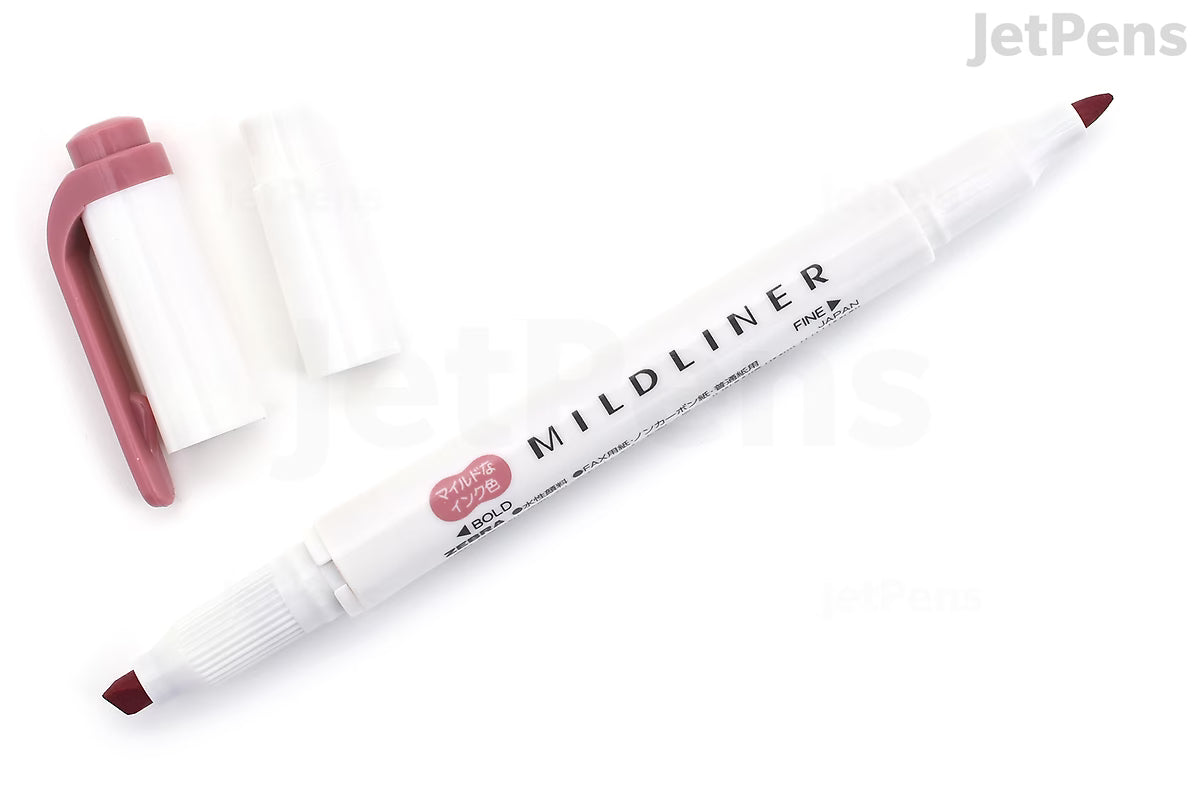 Zebra Mildliner Double-Sided Highlighter - Fine / Bold - Mild Smoke Red