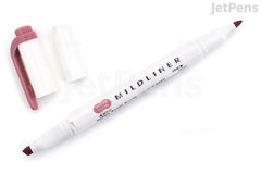Zebra Mildliner Double-Sided Highlighter - Fine / Bold - Mild Smoke Red